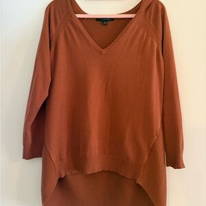 Cyrus V-Neck Long Sleeve Sweater - Rust Brown